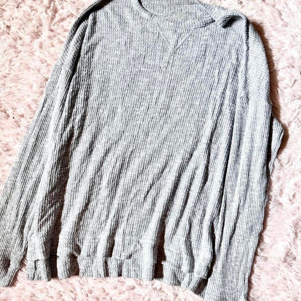 American Eagle Oversized Waffle Knit Minimalist Earthy Indie Boho Top Womens S